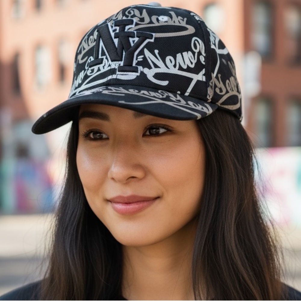 New York Black, Gold & White Baseball Cap Adjustable